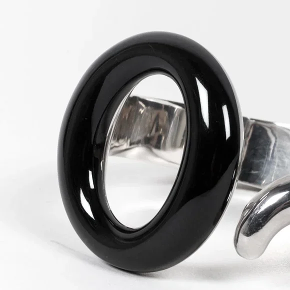 Tiffany & Co. Elsa Peretti Sevillana Sterling Silver Black Jade Cuff - Picture 3 of 5